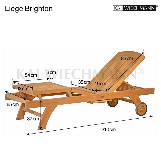 Holzliege mit Rollen für den Außenbereich