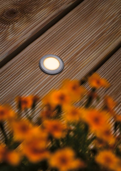 LED Bodeneinbauleuchte Goldlicht insektenfreundlich IP67 rund 50mm 2200K 2,2W 60lm 230V Alu Kunststoff, Metall