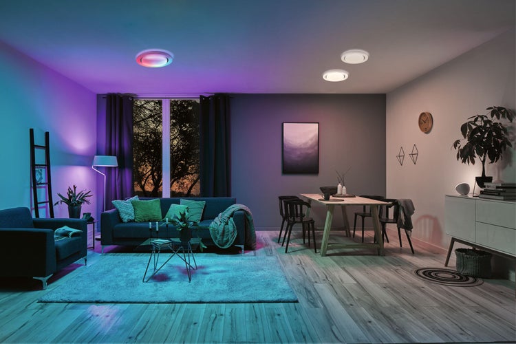 LED Deckenleuchte Rainbow mit Regenbogeneffekt RGBW+ 1600lm 230V 22W dimmbar Chrom, Weiß
