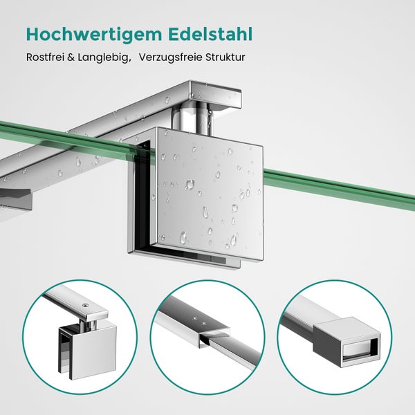 Detailansicht eines Duschsystems aus rostfreiem Edelstahl