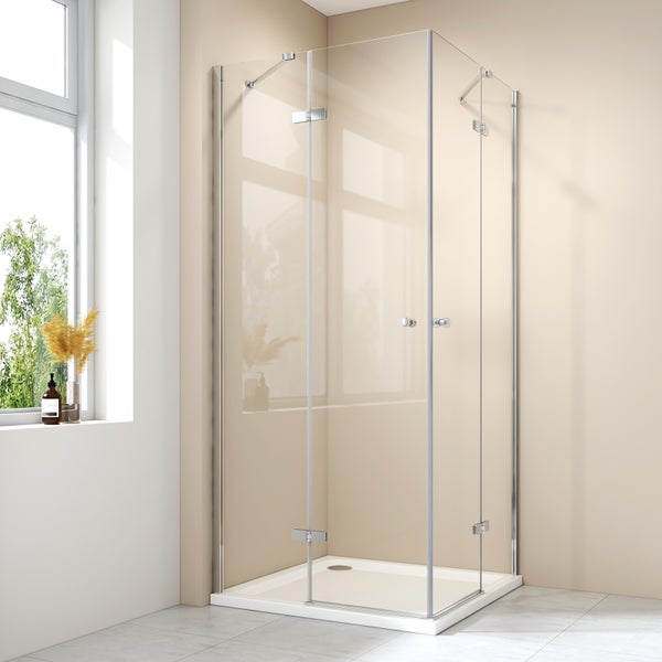 EMKE Duschkabine Eckeinstieg Dusche Duschabtrennung mit 5 mm NANO-Glas, 75x120cm, 185cm Höhe