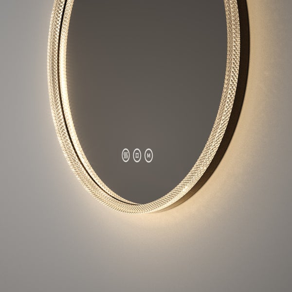 Runder Kristallspiegel mit Heizfunktion und Touch-Bedienfeld