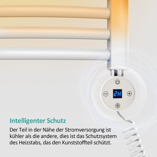 EMKE Heizstab 1200W mit Thermostat und LCD Bildschirm, Heizpatrone für Badheizkörper Heizelemente aus Edelstahl Heizungen Handtuchwärmer Weiß