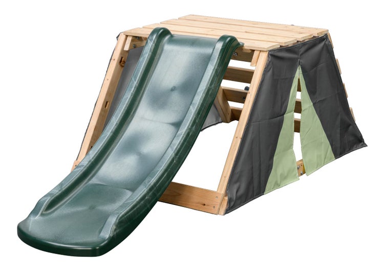 Kinderrutsche mit Zeltanbau aus Holz