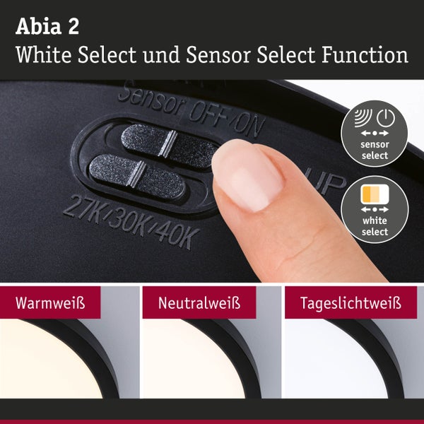 Abia 2 Leuchte mit White Select und Sensor Select Funktion