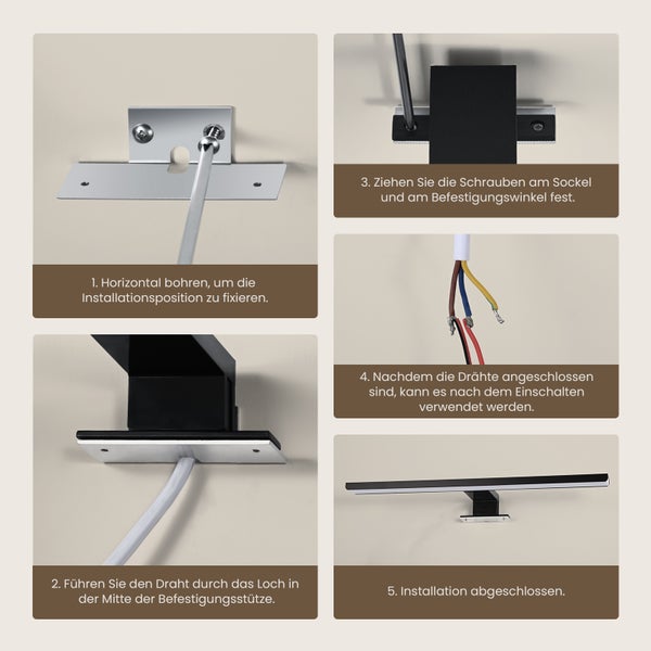 Installationsschritte einer LED-Spiegellampe