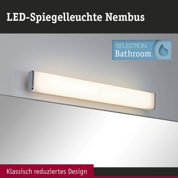 Selection Bathroom LED Wandleuchte Nembus IP44 3000K 600lm 230V 9W Chrom