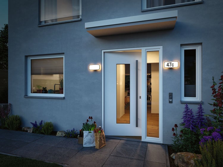 LED Hausnummernleuchte Smart Home Zigbee 3.0 Sheera Dämmerungssensor insektenfreundlich IP44 276x73mm Tunable Warm 6,5W 430lm 230V Anthrazit Kunststoff