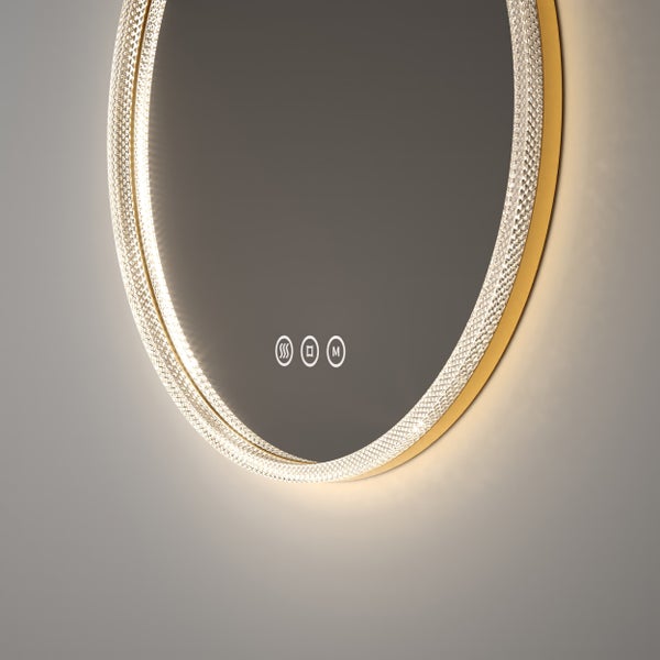 Runder Spiegel mit Touch-Bedienfeld und dekorativer Beleuchtung