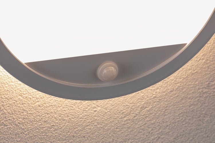 LED Außenpanel Lamina Backlight Dämmerungsgesteuerter Bewegungsmelder (IR) insektenfreundlich IP44 rund 280mm Tunable Warm 14W 1150lm 230V Weiß Kunststoff