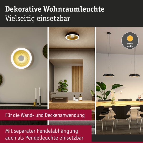 LED Deckenleuchte Volea IP44 3000K 470lm / 1650lm 230V 3,5W / 13W dimmbar Schwarz, Gold