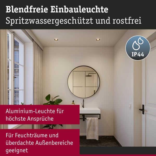 LED Einbauleuchte 3-Step-Dim Cole Coin 1er-Set IP44 rund 88mm Coin 6W 470lm 230V dimmbar 2700K Schwarz