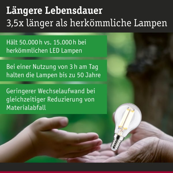 Eco-Line Filament 230V LED Tropfen E14 3er-Set 82mm 525lm 2,5W 3000K Klar