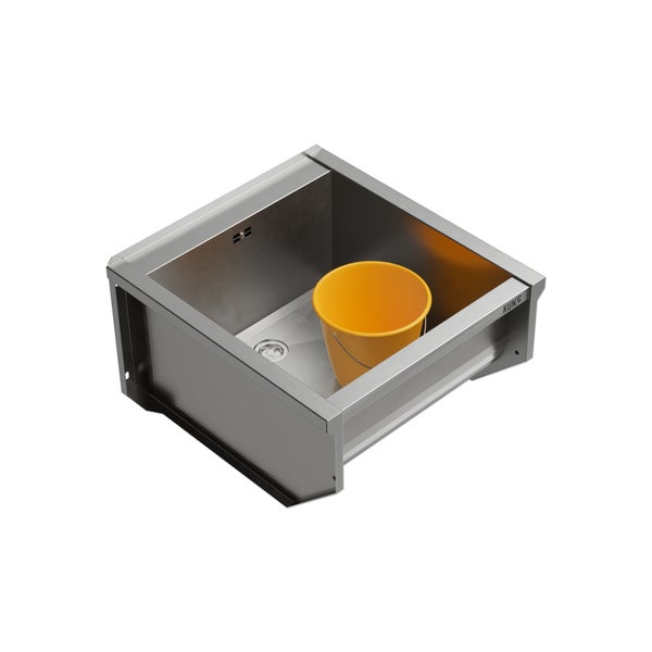 Edelstahlspülbecken mit Eimer