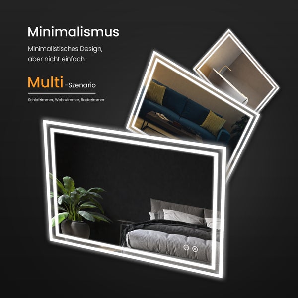 Beleuchteter Spiegel für Schlafzimmer, Wohnzimmer und Badezimmer