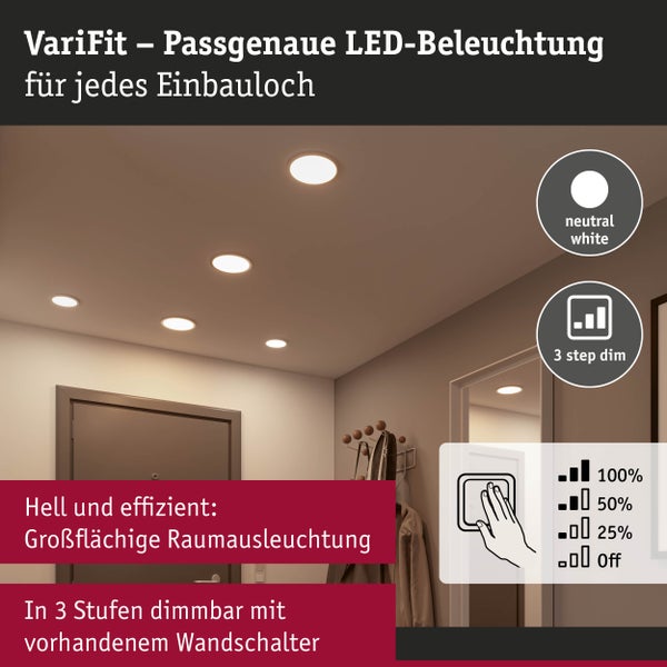 VariFit LED Einbaupanel 3-Step-Dim Areo IP44 rund 175mm 13W 1200lm 4000K Weiß dimmbar