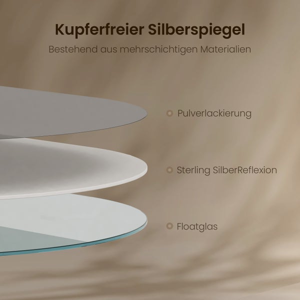 EMKE Badspiegel 50x70 cm, ovaler Wandspiegel, HD, horizontal & vertikal montierbar, schwarzer Metallrahmen, 5 mm rostfreier Spiegel, für Bad
