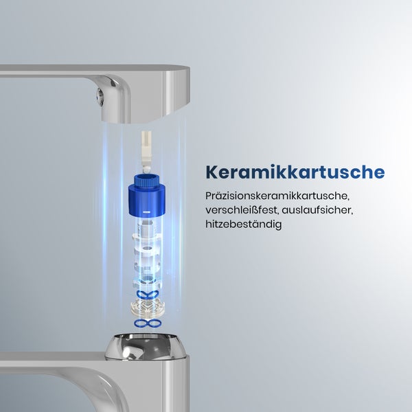 EMKE Badezimmerarmatur, Waschtischmischer, Haushaltswasserhahn, Waschtischarmatur für Aufsatzwaschbecken, Kurz Waschtischarmatur Messing Mischbatterie, Chrom, L215 x H 269mm