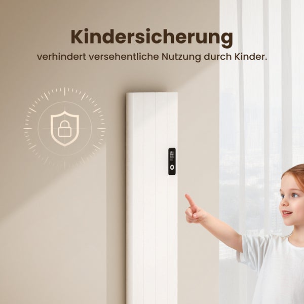 EMKE Elektro-Heizkörper 1000W Flachheizkörper Aluminium Wandmontierbar, LCD-Display Timing-Funktion Elektroheizung Überhitzungsschutz Weiß