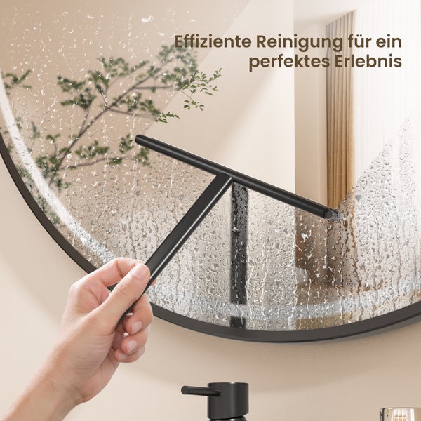 EMKE Duschabzieher mit Doppelhaken, 215 x 40 x 225 mm, T-Design, Schwarz, aus Edelstahl & Silikon