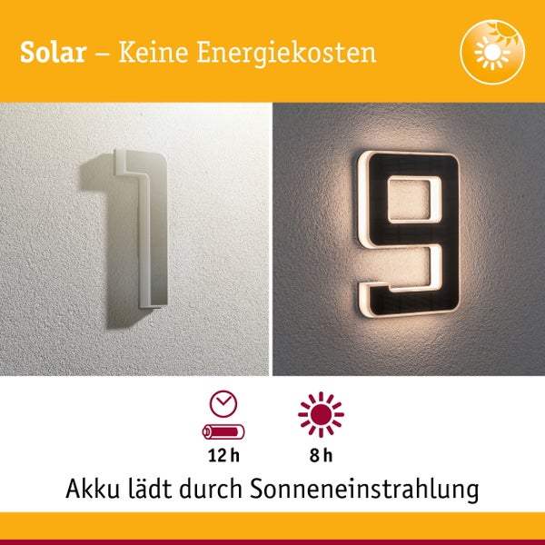 Set Solar LED Hausnummernleuchte inkl. wechselbarer Akku Nummer 19 3000K 2x6lm 2x0,2W Schwarz