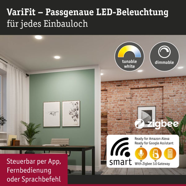 VariFit LED Einbaupanel Veluna IP44 rund 215mm 17W 1300lm White Switch Transparent