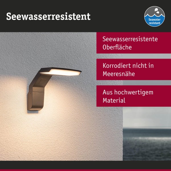 Seawater resistant wall light for outdoor use.