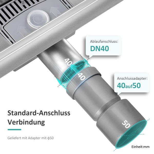 Standard Ablaufanschluss Verbindung DN40 mit Adapter