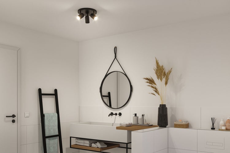 Spotlight Zyli IP44 GU10 230V max. 3x10W dimmbar Schwarz matt
