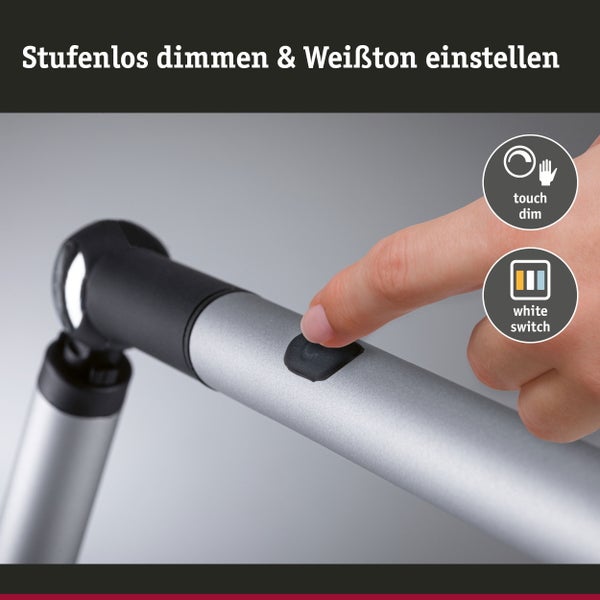 LED Schreibtischleuchte 3-Step-Dim FlexBar White Switch 700lm 9,5W Silber matt