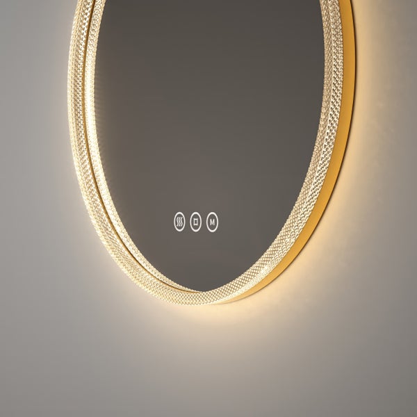 Runder Kristallspiegel mit Touch-Bedienfeld für Badezimmer