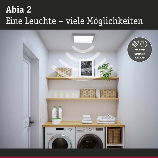 Beleuchteter Hauswirtschaftsraum mit Abia 2 Deckenleuchte und Sensor Select Funktion