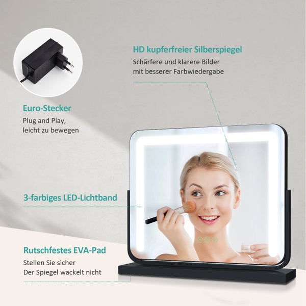 Tischspiegel mit LED-Beleuchtung und Eurostecker