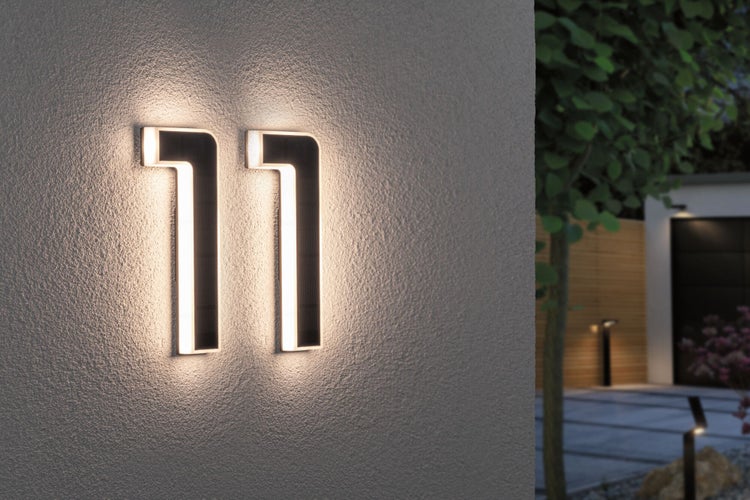 Set Solar LED Hausnummernleuchte inkl. wechselbarer Akku Nummer 11 3000K 2x6lm 2x0,2W Schwarz