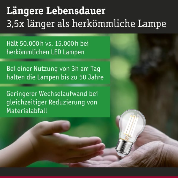 Eco-Line Filament 230V LED Tropfen E27 3er-Set 80mm 525lm 2,5W 3000K Klar