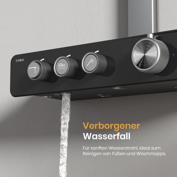 EMKE Duschsystem mit Temperaturregler und verschiedenen Strahlarten