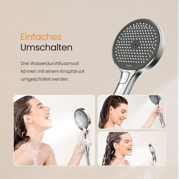 EMKE Handbrause mit drei Wasserdurchflussmodi für einfaches Umschalten.