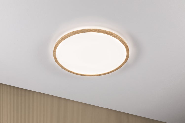 LED Panel Atria Shine Backlight IP44 rund 420mm 22W 2300lm 4000K Holzoptik