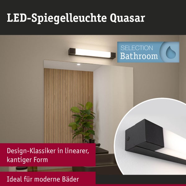 Selection Bathroom LED Spiegelleuchte Quasar IP44 3000K 600lm 230V 7,5W Schwarz