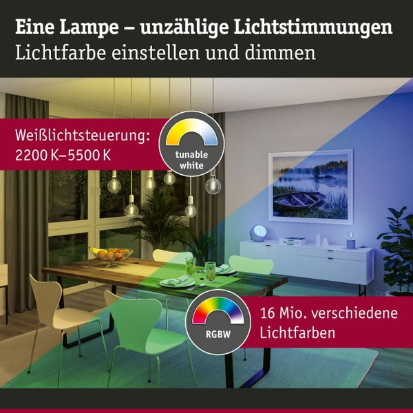 Set Filament 230V LED Birne Zigbee AGL RGBW + Gent 2.0 3x470lm 3x6,3W RGBW+ dimmbar Gold