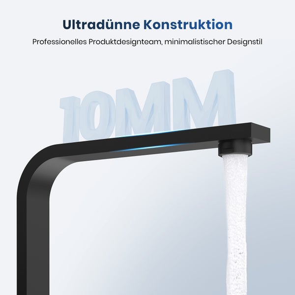 EMKE Küchenarmatur Schwarz Matt – Ultraflaches Design, 360° Schwenkbar, Edelstahl Einhebelmischer für Moderne Küchen, 30x22x10 cm, 3/8’’ Anschluss