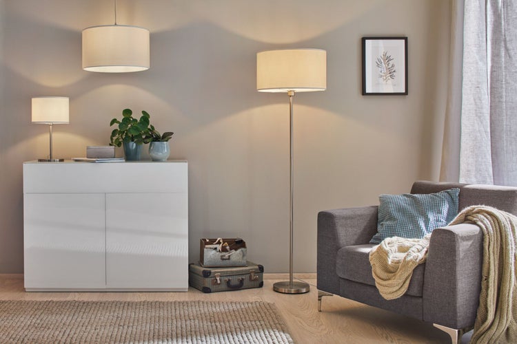 Tischleuchte Tessa E14 max. 40W Creme, Eisen gebürstet
