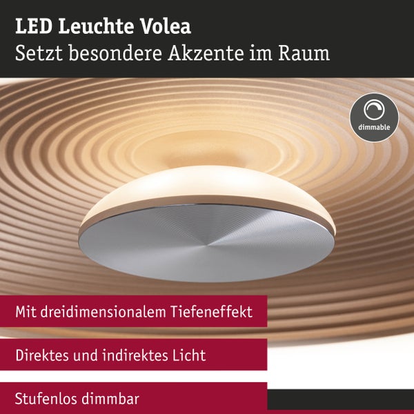 LED Deckenleuchte Volea IP44 3000K 470lm / 1650lm 230V 3,5W / 13W dimmbar Schwarz, Gold