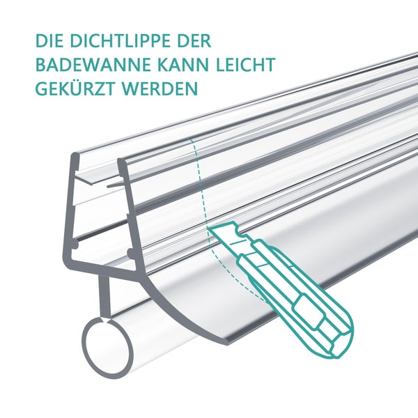 EMKE Ersatzdichtung Wasserabweiser Duschdichtung Schwallschutz Duschkabine Bad, 7-8mm Glas 1000mm, 2 Stück