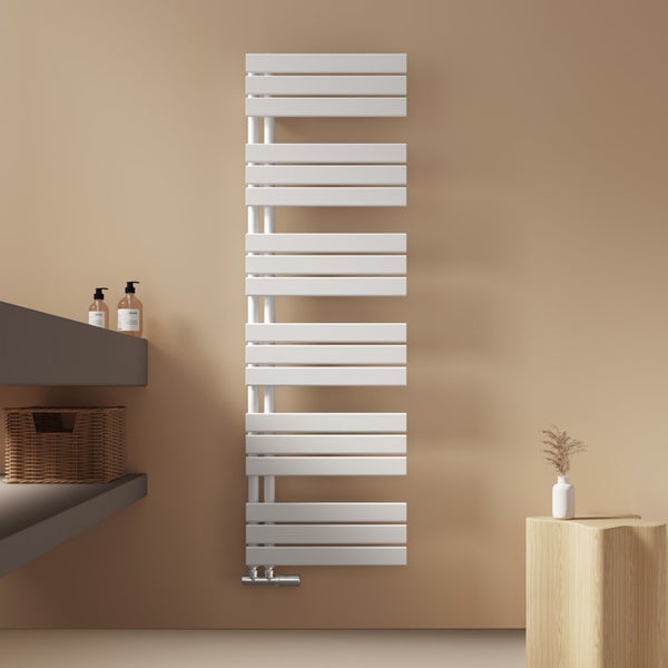 EMKE Badheizkörper Flach 1599x500 mm Weiß, Handtuchwärmer für Badezimmer Handtuchtrockner, Panel Handtuchhalter Seitenanschluss für Wasser 794W