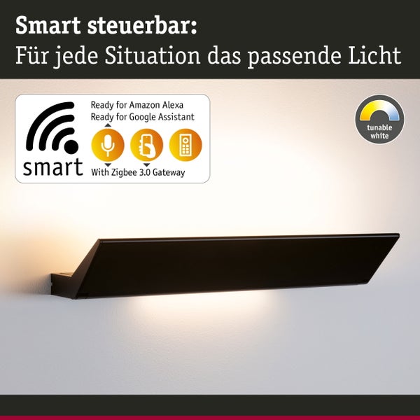 LED Wandleuchte Smart Home Zigbee 3.0 Ranva Tunable White 1400lm / 210lm 230V 13W dimmbar Schwarz matt