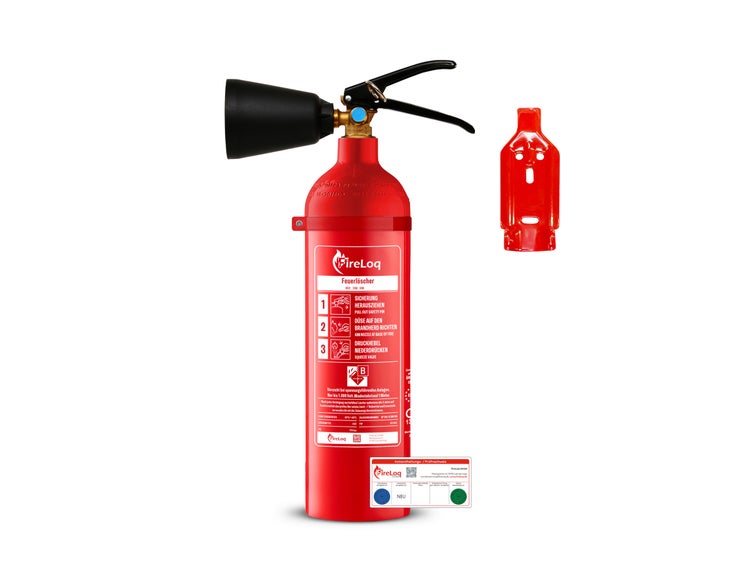 Roter CO2 Feuerlöscher mit Halterung