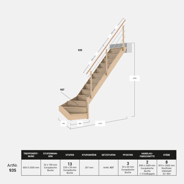 Novah - Treppe 1/4 gewendelt rechts