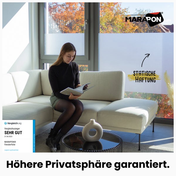 MARAPON Fensterfolien in Matt [30x400 cm] für Fenster und Türen – Sichtschutz & Dekoration - Mattfolie Sichtschutzfolie
