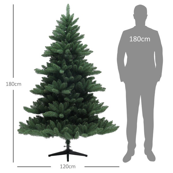 HOMCOM Künstlicher Weihnachtsbaum, 180 cm Christbaum mit 880 Spitzen, faltbar Stahlfuß, flammhemmend, für Weihnachten Deko, Indoor, Grün